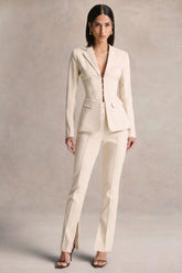Wonder Woman | Cream High Waist Tailored Trousers With Hem Split
