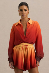 Rowan | Ombre Satin Shirt with Plunge Neckline