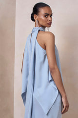 Sancelle | Powder Blue Satin Halter-Neck Top