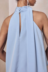 Sancelle | Powder Blue Satin Halter-Neck Top