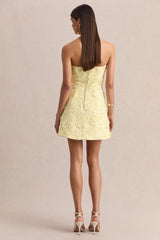Natalie | Lemon Lace Bandeau Mini Dress