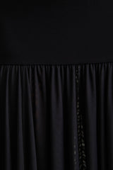 Gigi | Black High-Neck Maxi Dress With Drop-Waist And Sheer Skirt