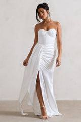 Valencia | Cream Lace Corset Maxi Dress With Detachable Skirt