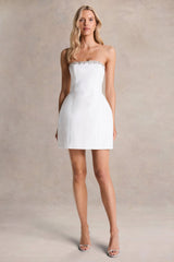 Bobbie | White Embellished Bandeau Mini Dress