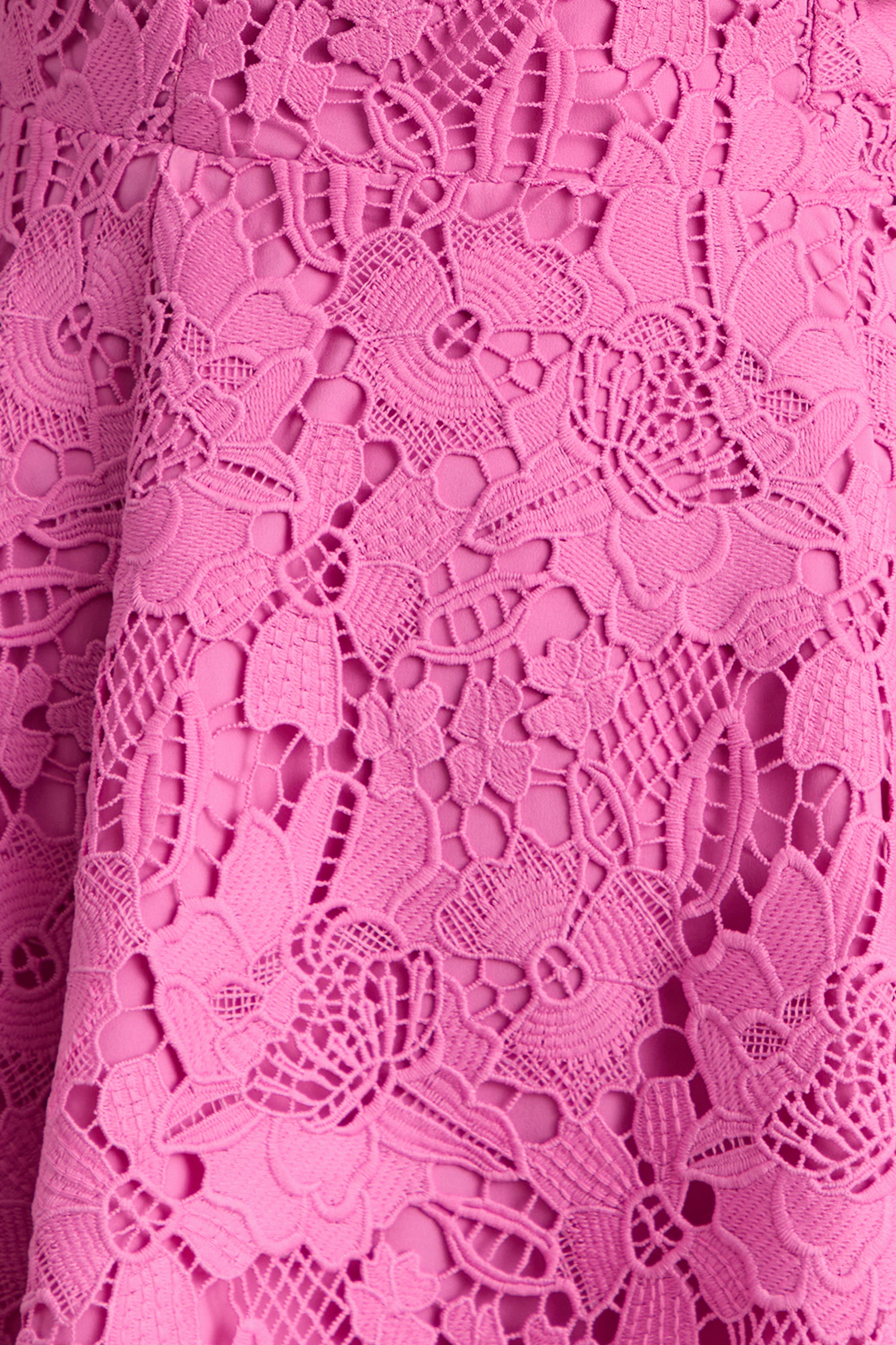 Morina | Pink Lace High-Neck Mini Dress