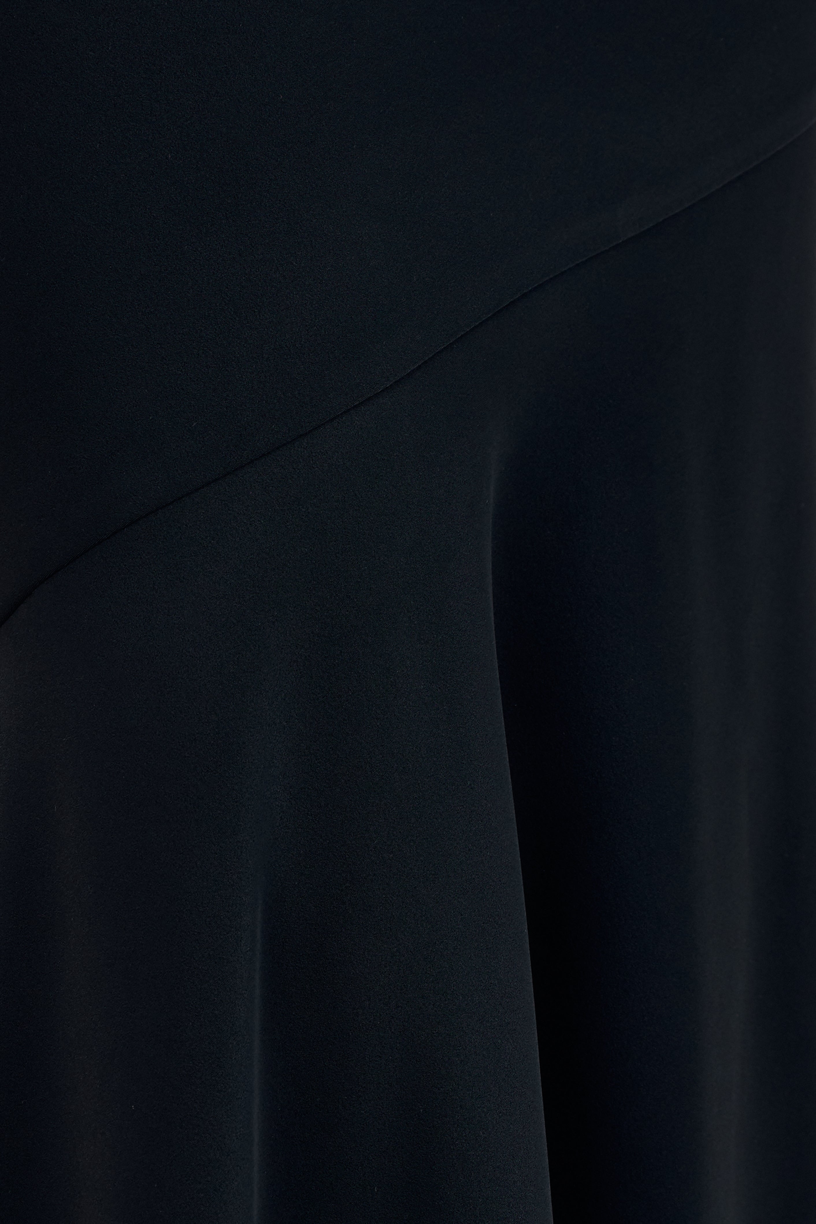 Vayla | Black Satin Asymmetric Drop-Waist Maxi Skirt